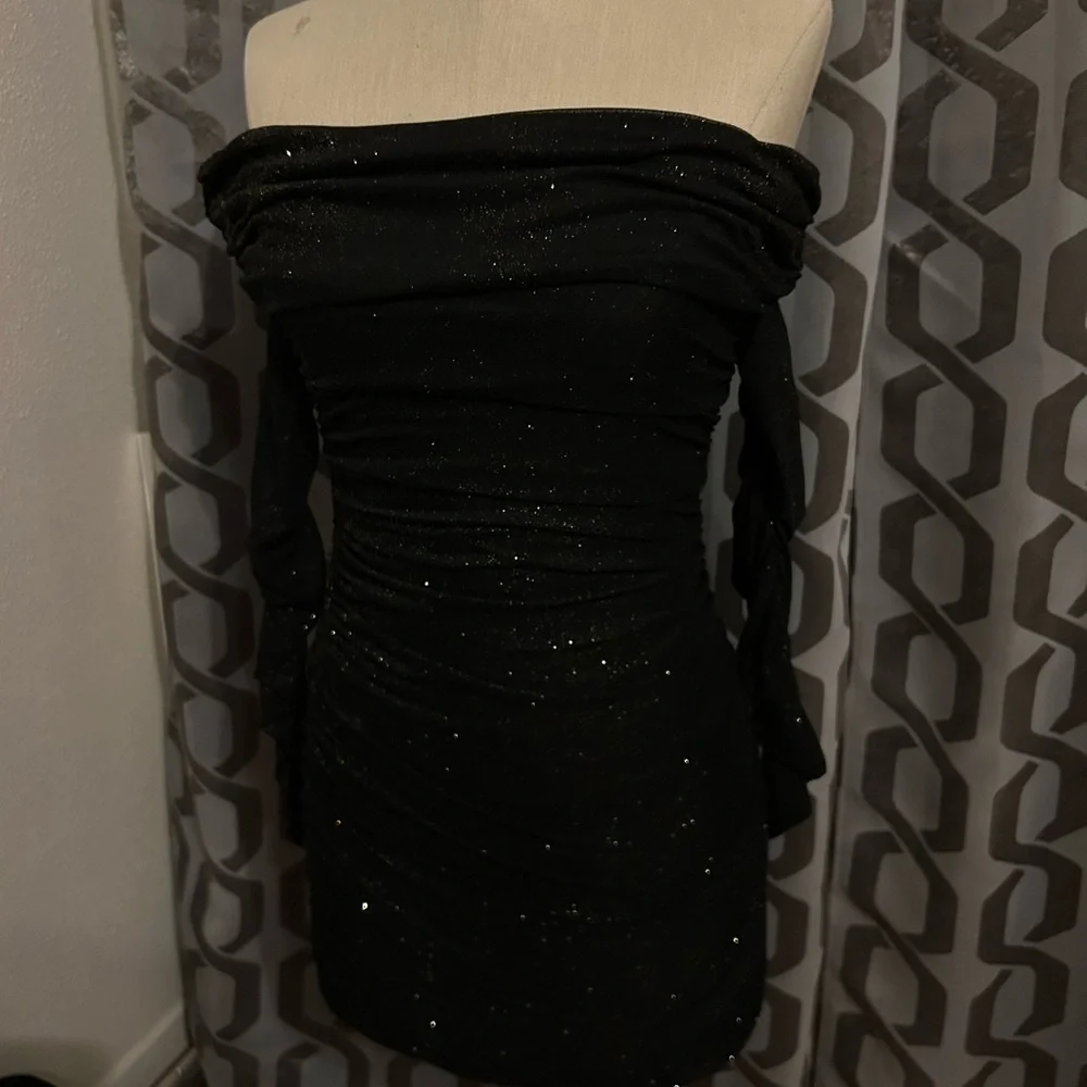 Bee Oh Polly Party Dress Sparkly Black Mini Dress - Picture 8 of 8